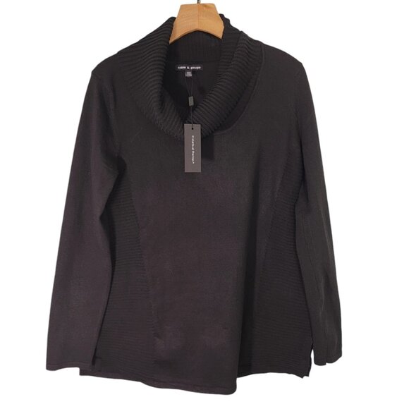 NEW‎ Cable & Gauge Black Knit Cowl Neck Classic Sweater Sz Medium M NWT - Picture 1 of 8